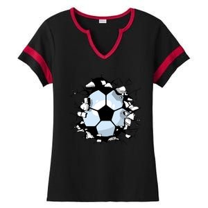 Soccer Ball Breakthrough Ladies Halftime Notch Neck Tee