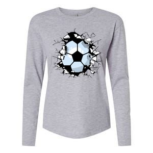 Soccer Ball Breakthrough Womens Cotton Relaxed Long Sleeve T-Shirt