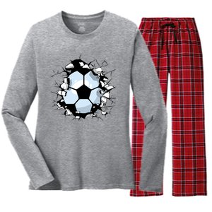 Soccer Ball Breakthrough Women's Long Sleeve Flannel Pajama Set 