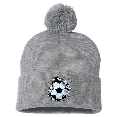 Soccer Ball Breakthrough Pom Pom 12in Knit Beanie