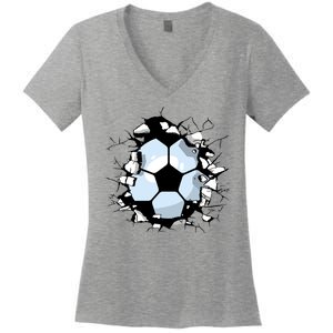 Soccer Ball Breakthrough Women's V-Neck T-Shirt