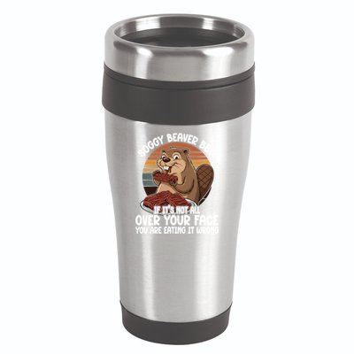 Soggy Beaver BBQ If It's Not All Over Your Face Beaver 16oz Travel Tumbler