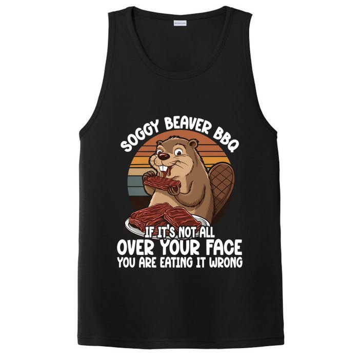 Soggy Beaver BBQ If It's Not All Over Your Face Beaver PosiCharge Competitor Tank