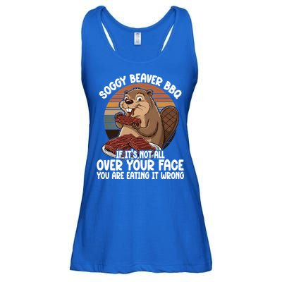 Soggy Beaver BBQ If It's Not All Over Your Face Beaver Ladies Essential Flowy Tank