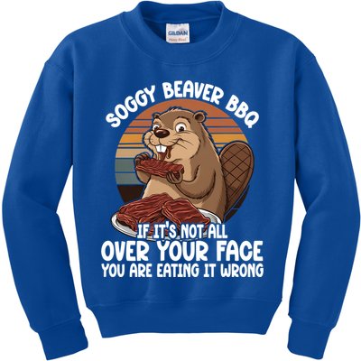 Soggy Beaver BBQ If It's Not All Over Your Face Beaver Kids Sweatshirt