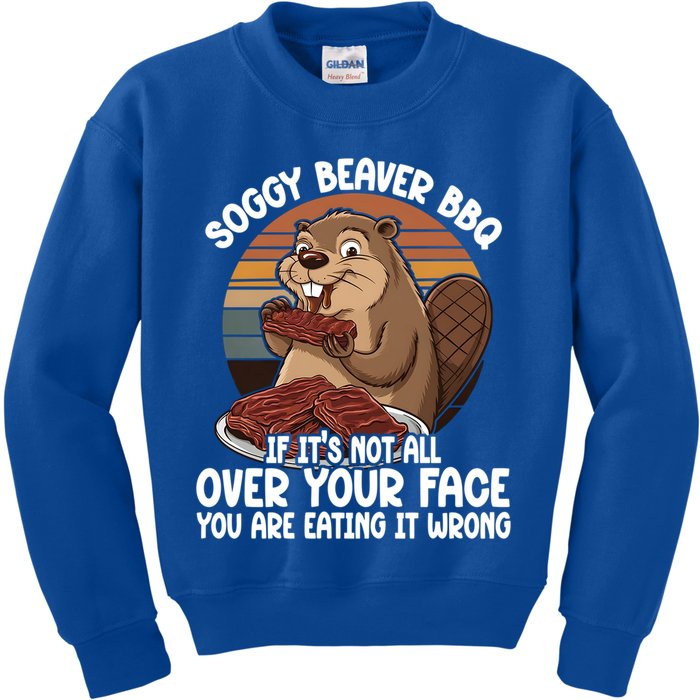 Soggy Beaver BBQ If It's Not All Over Your Face Beaver Kids Sweatshirt