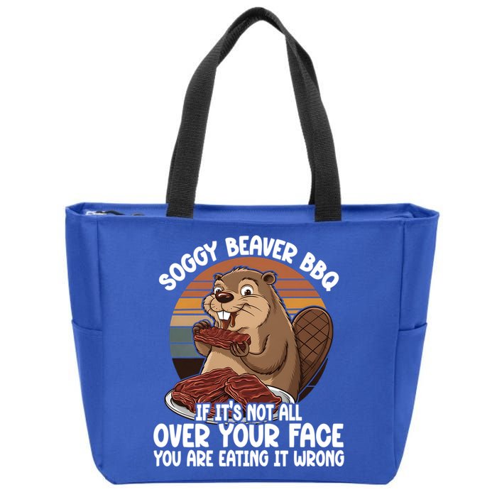 Soggy Beaver BBQ If It's Not All Over Your Face Beaver Zip Tote Bag