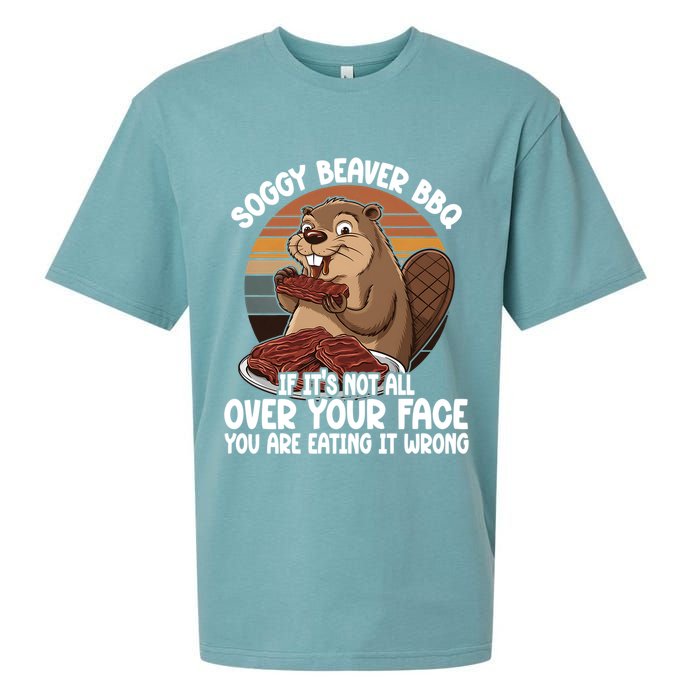 Soggy Beaver BBQ If It's Not All Over Your Face Beaver Sueded Cloud Jersey T-Shirt