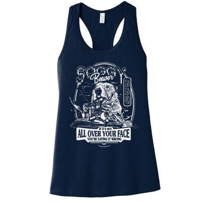 Soggy Beaver Bbq ItS Over Face The Beaver Women's Racerback Tank