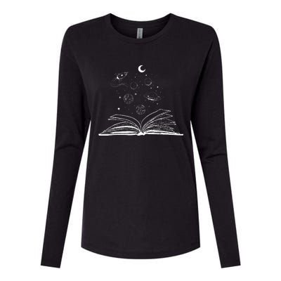 Space Books Bookworm Astronomy Science Galaxy Planet Womens Cotton Relaxed Long Sleeve T-Shirt