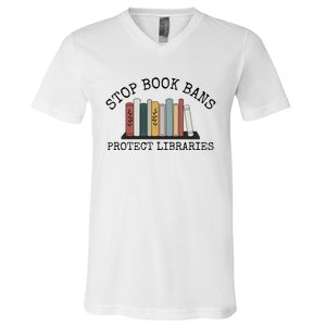 Stop Book Bans Librarian V-Neck T-Shirt