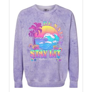 Summer Beach Be Salty Stay Lit Matthew 5:13 14 Colorblast Crewneck Sweatshirt