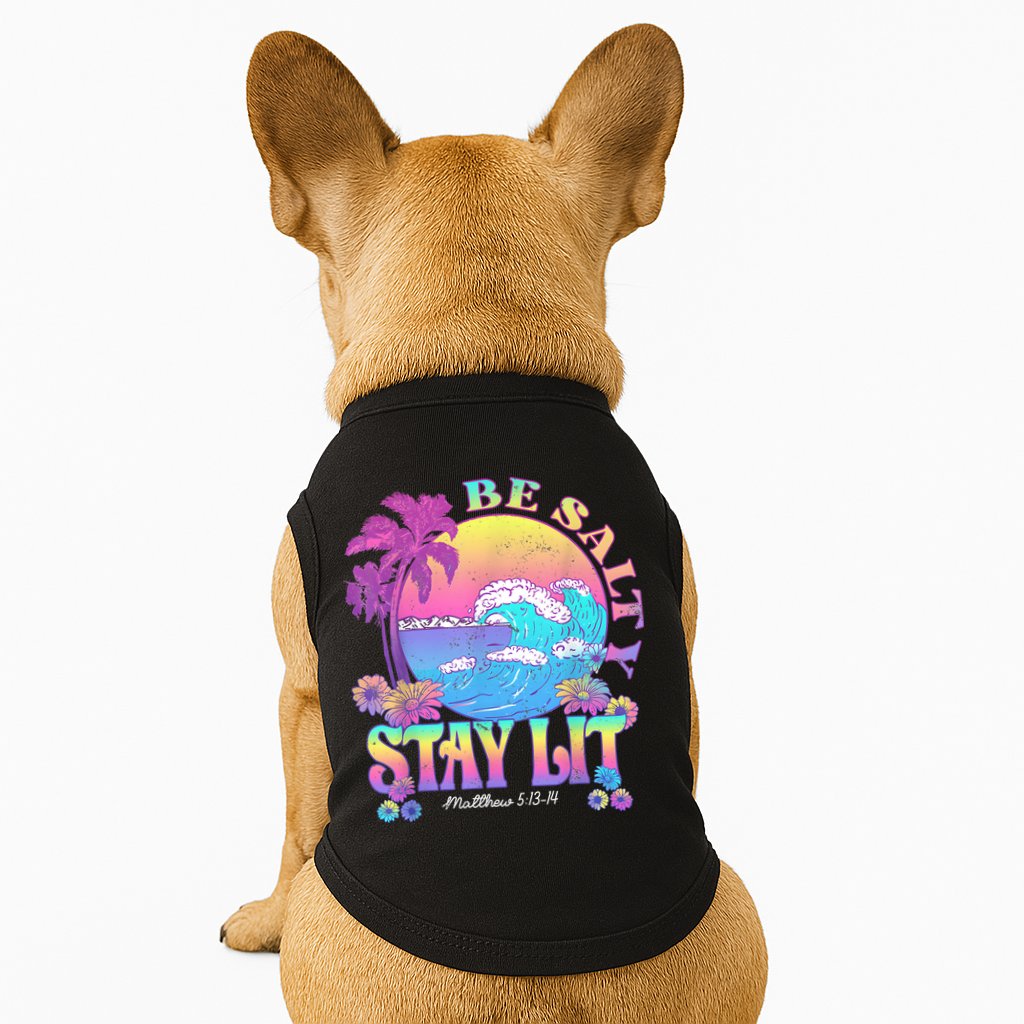 Summer Beach Be Salty Stay Lit Matthew 5:13 14 Doggie Tank