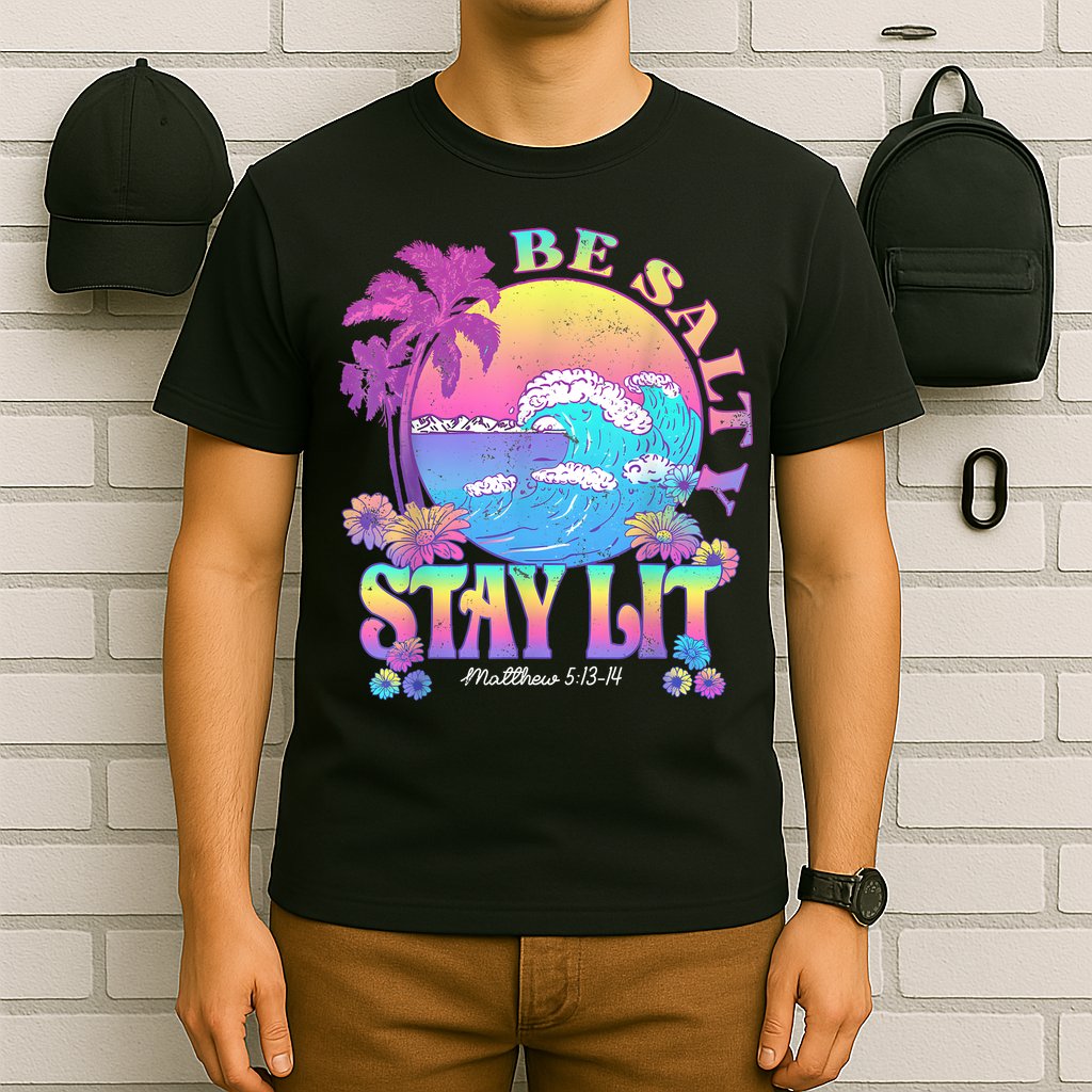 Summer Beach Be Salty Stay Lit Matthew 5:13 14 T-Shirt