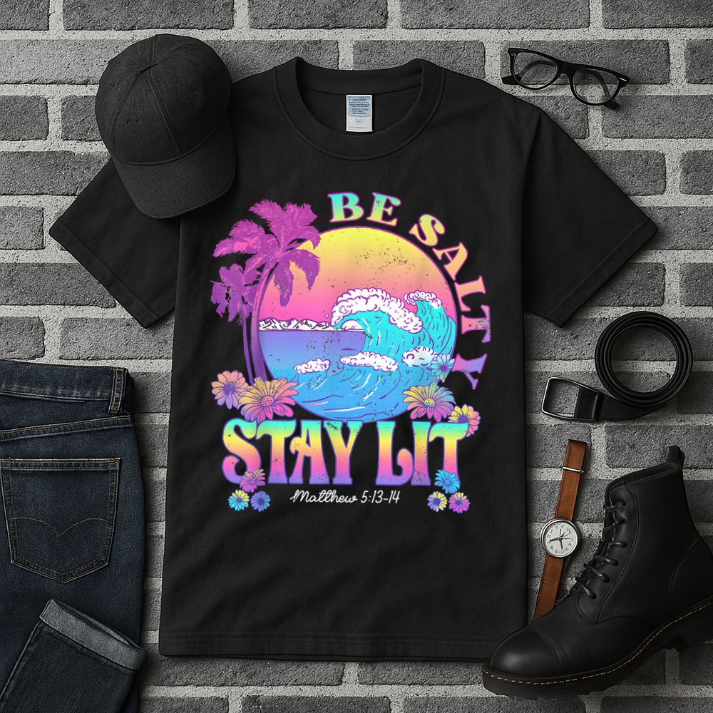 Summer Beach Be Salty Stay Lit Matthew 5:13 14 Tall T-Shirt