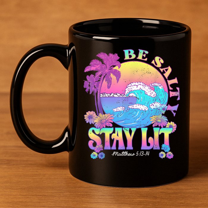 Summer Beach Be Salty Stay Lit Matthew 5:13 14 11oz C Handle Ceramic Mug