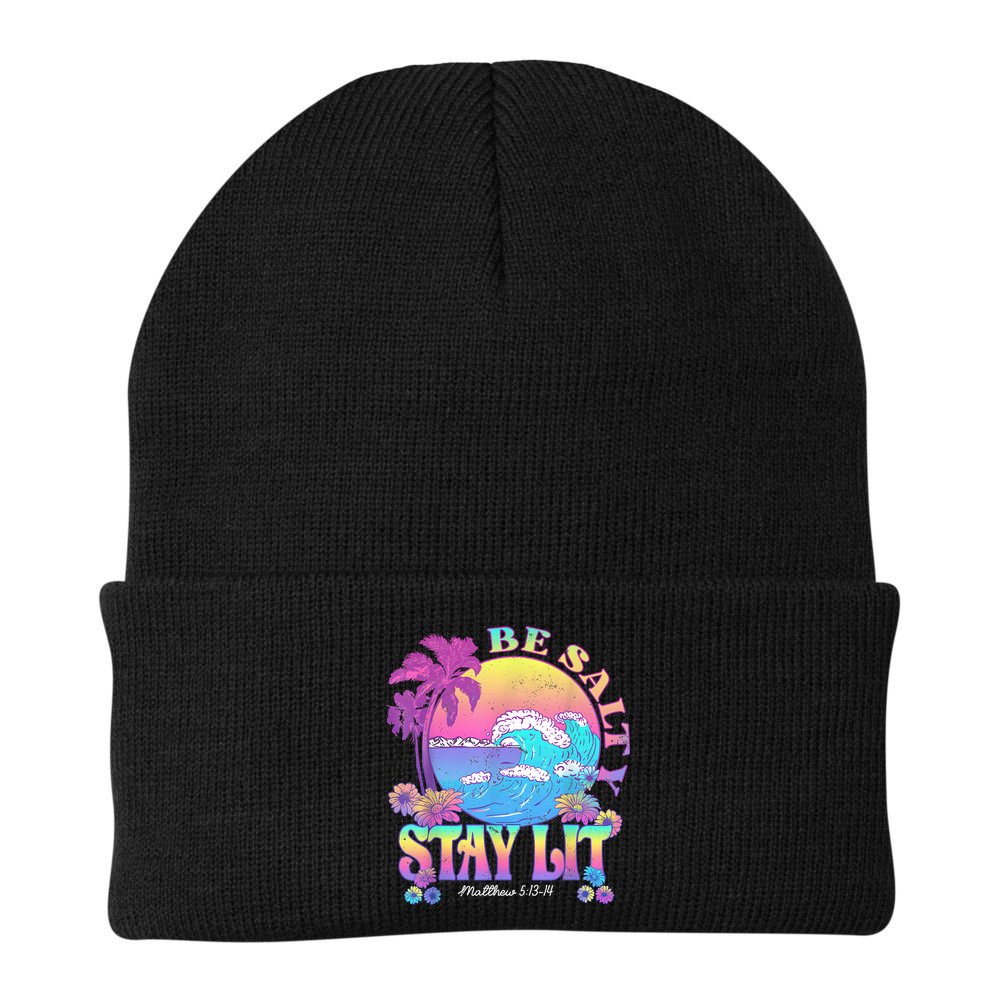 Summer Beach Be Salty Stay Lit Matthew 5:13 14 Beanie