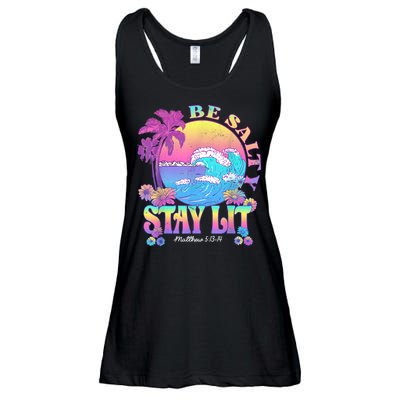 Summer Beach Be Salty Stay Lit Matthew 5:13 14 Ladies Essential Flowy Tank