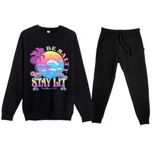 Summer Beach Be Salty Stay Lit Matthew 5:13 14 Premium Crewneck Sweatsuit Set