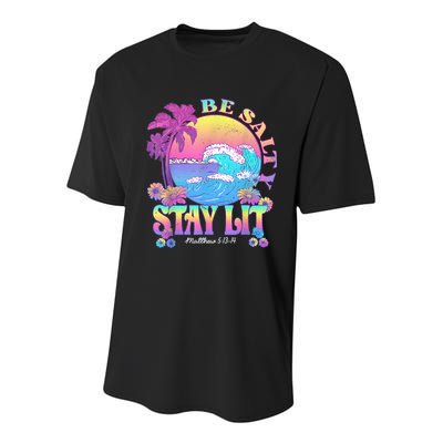 Summer Beach Be Salty Stay Lit Matthew 5:13 14 Youth Performance Sprint T-Shirt
