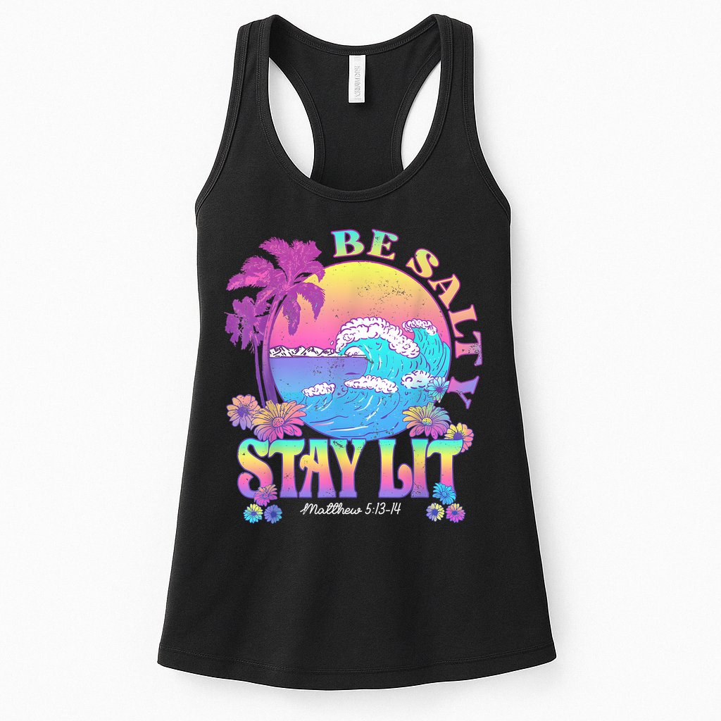 Summer Beach Be Salty Stay Lit Matthew 5:13 14 Womens Tank Top