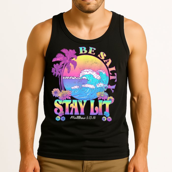 Summer Beach Be Salty Stay Lit Matthew 5:13 14 Tank Top