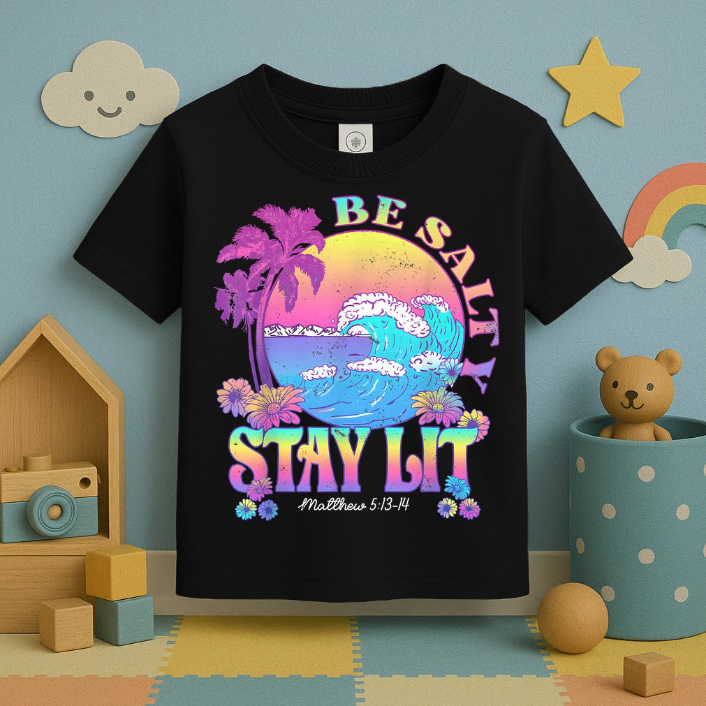 Summer Beach Be Salty Stay Lit Matthew 5:13 14 Toddler T-Shirt