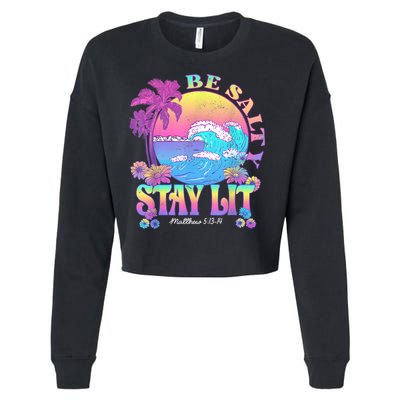 Summer Beach Be Salty Stay Lit Matthew 5:13 14 Cropped Pullover Crew