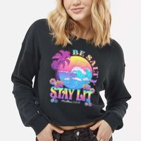 Summer Beach Be Salty Stay Lit Matthew 5:13 14 Cropped Pullover Crew