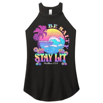 Summer Beach Be Salty Stay Lit Matthew 5:13 14 Women's Perfect Tri Rocker Tank