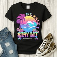 Summer Beach Be Salty Stay Lit Matthew 5:13 14 Womens T-Shirt