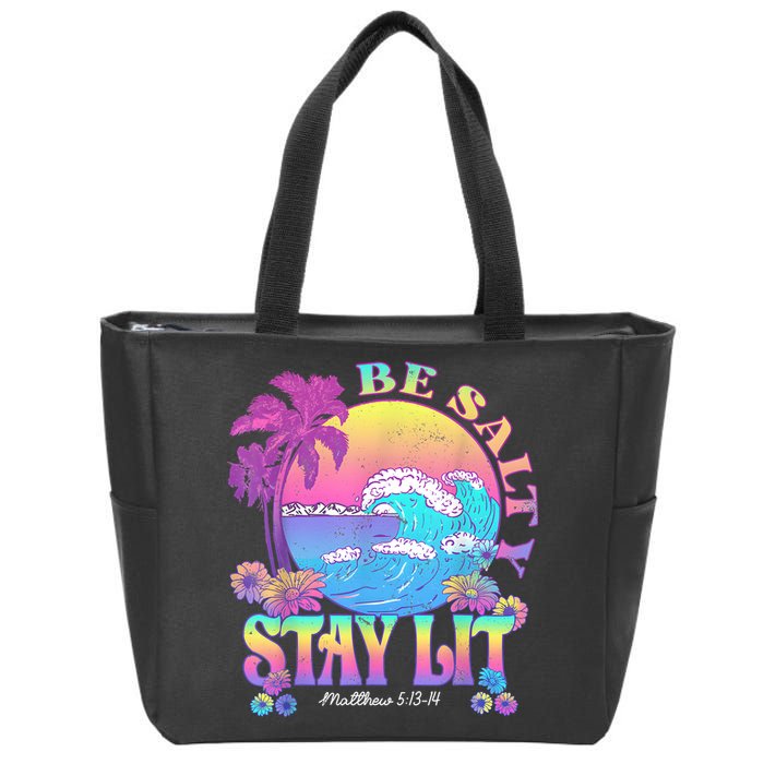 Summer Beach Be Salty Stay Lit Matthew 5:13 14 Zip Tote Bag