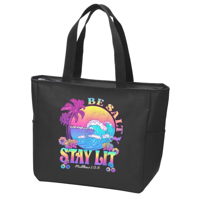 Summer Beach Be Salty Stay Lit Matthew 5:13 14 Zip Tote Bag