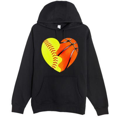 Softball Basketball Basketball Dad Softball Mom Premium Pullover Hoodie