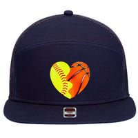 Softball Basketball Basketball Dad Softball Mom 7 Panel Mesh Trucker Snapback Hat