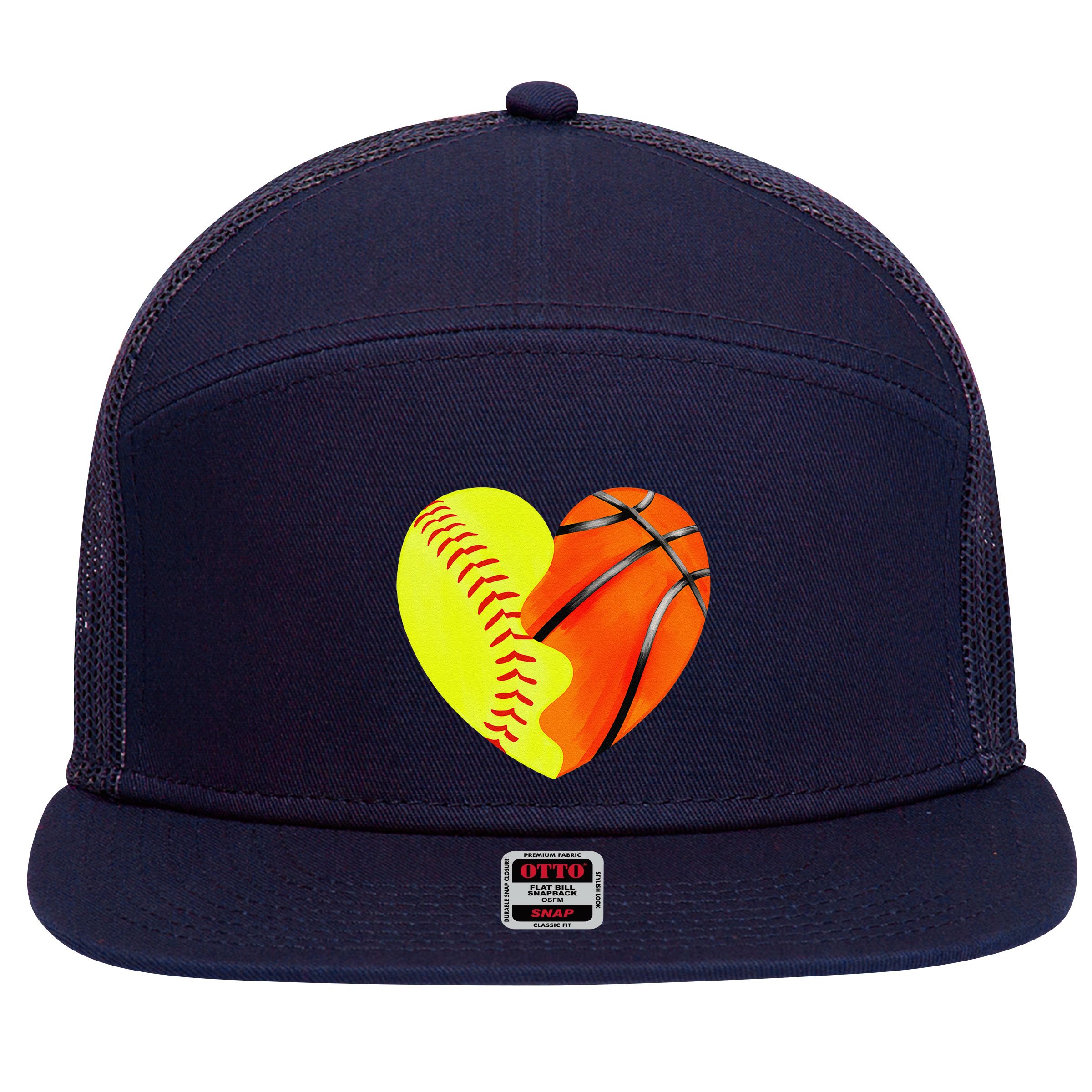 Softball Basketball Basketball Dad Softball Mom 7 Panel Mesh Trucker Snapback Hat
