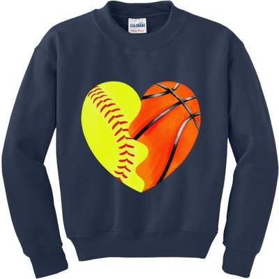 Softball Basketball Basketball Dad Softball Mom Kids Sweatshirt