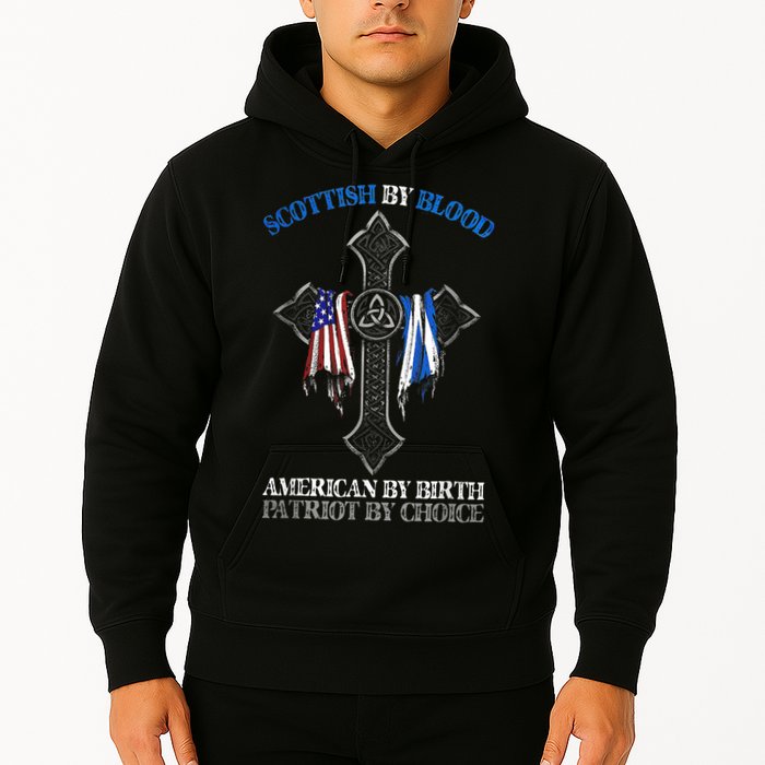 Scottish By Blood American By Birth Cross Flag Hoodie