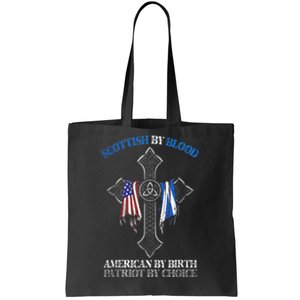 Scottish By Blood American By Birth Cross Flag Tote Bag