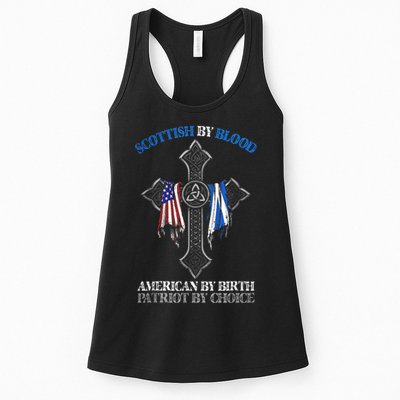 Scottish By Blood American By Birth Cross Flag Womens Tank Top