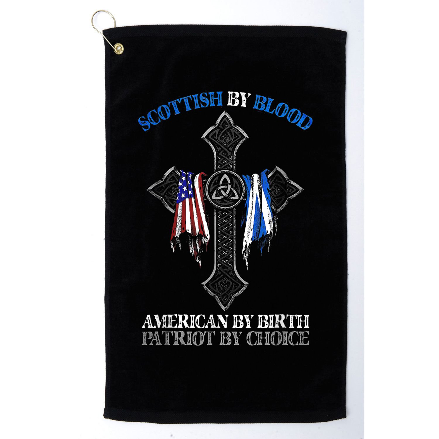 Scottish By Blood American By Birth Cross Flag Golf Towel