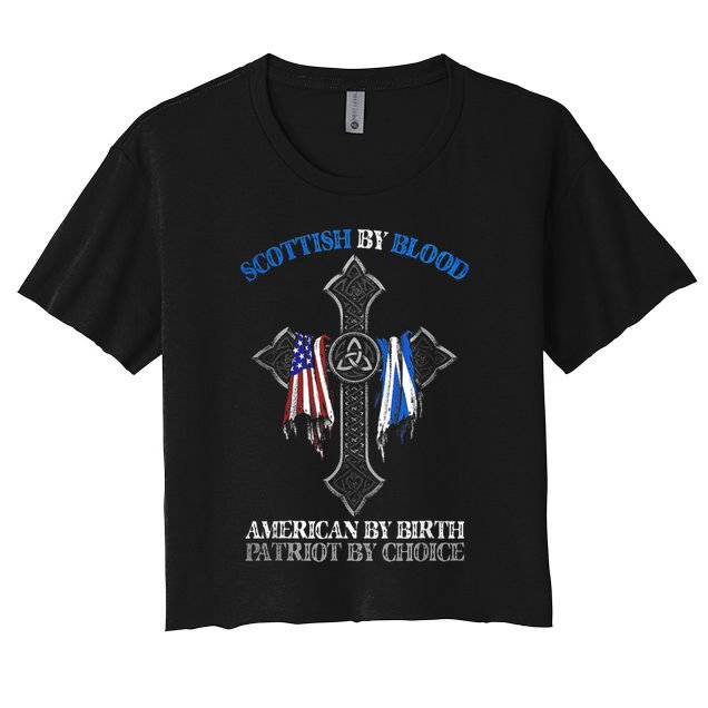 Scottish By Blood American By Birth Cross Flag Crop Top