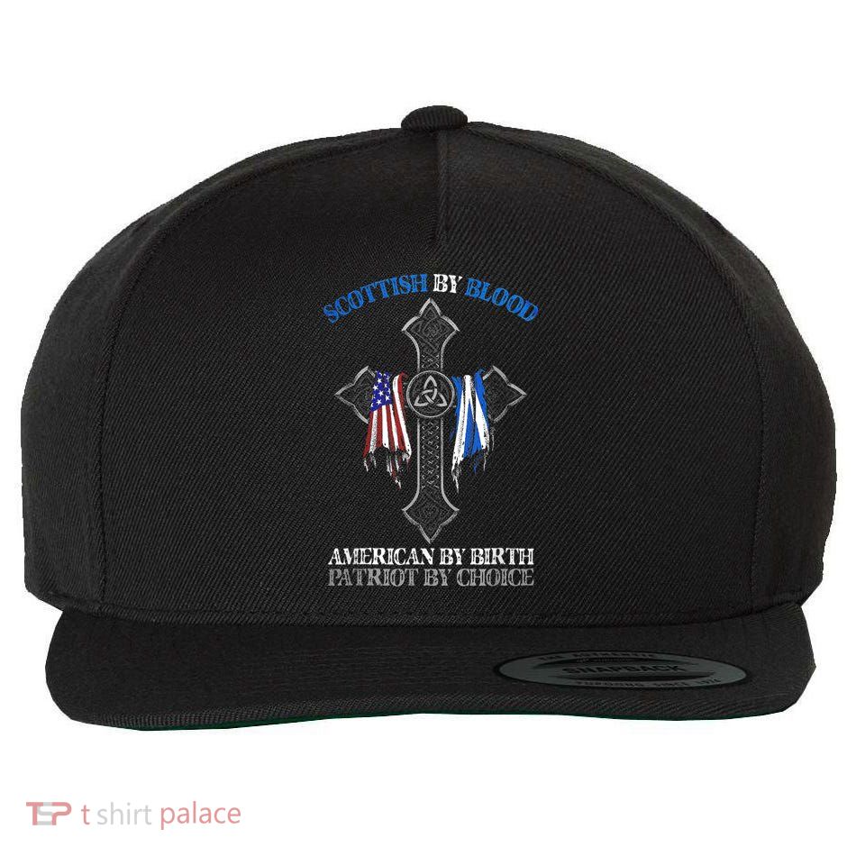 Scottish By Blood American By Birth Cross Flag Wool Snapback Cap