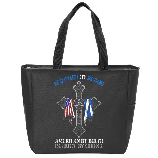 Scottish By Blood American By Birth Cross Flag Zip Tote Bag