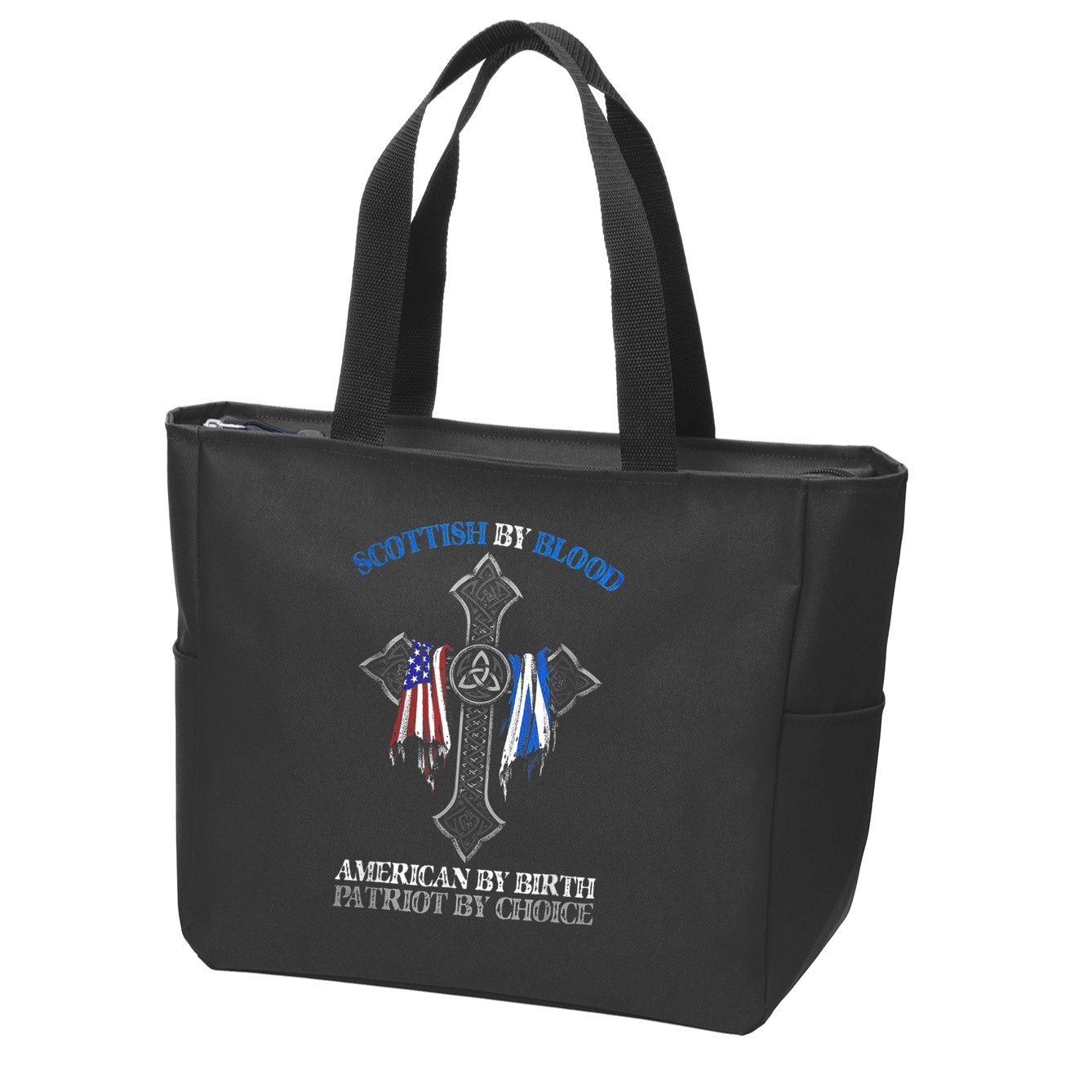 Scottish By Blood American By Birth Cross Flag Zip Tote Bag