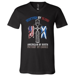 Scottish By Blood American By Birth Patriot By Choice V-Neck T-Shirt