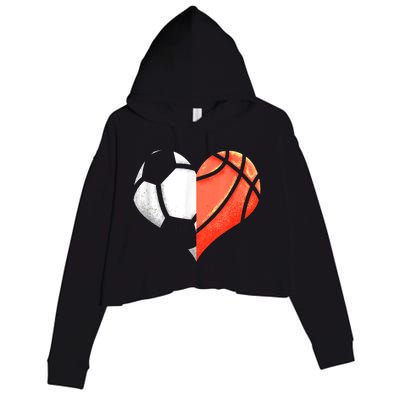 Soccer Basketball Ball Heart Football Valentines Day Crop Fleece Hoodie