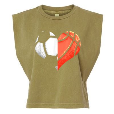 Soccer Basketball Ball Heart Football Valentines Day Garment-Dyed Women's Muscle Tee