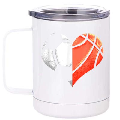 Soccer Basketball Ball Heart Football Valentines Day 12 oz Stainless Steel Tumbler Cup