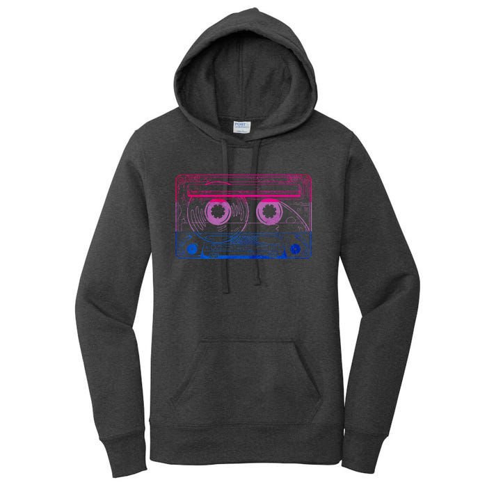 Subtle Bisexual Bi Pride Flag Cassette Women's Pullover Hoodie